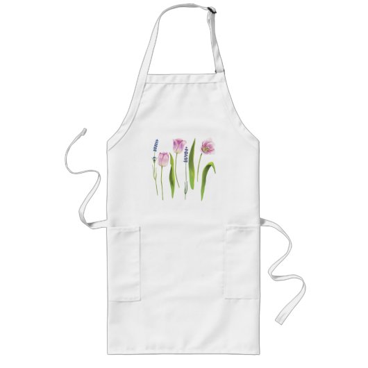 Bloemenroze tulpen Lavendel Bloemen | FEESTDAGEN Lang Schort (Voorkant)