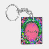  Bloemenroze Uw Één Woord Inspirativiteit Sleutelhanger (Voorkant Links)