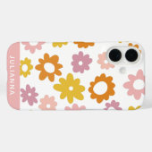  bloemenroze van de jaren zeventig van de vorige e Case-Mate iPhone case (Achterkant (horizontaal))