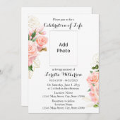 Bloemenroze Viering van het Leven Foto Kaart (Voorkant / Achterkant)