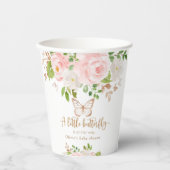 Bloemenroze vlinder baby shower papieren bekers (Voorkant)