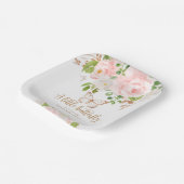 Bloemenroze vlinder baby shower papieren bordje (Gebogen)