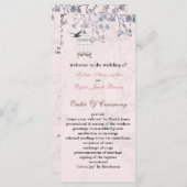 Bloemenroze vogelkooi, liefde vogels trouwprogramm programmakaart (Voorkant / Achterkant)