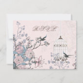 bloemenroze vogelkooi, liefdesvogels RSVP (Voorkant)