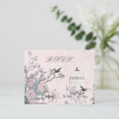 bloemenroze vogelkooi, liefdesvogels RSVP (Staand voorkant)