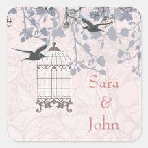 Bloemenroze vogelkooi, Love Birds envelop seal