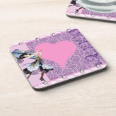  bloemenroze vormgeving dansend door LeahG Drankjes Onderzetter (Linkerzijde)