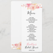 Bloemenroze Vrijgezellenfeest Menu Kaart (Voorkant / Achterkant)