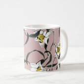 Bloemenroze: Waterverf handgetekende motief Koffiemok (Voorkant rechts)