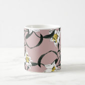 Bloemenroze: Waterverf handgetekende motief Koffiemok (Center)