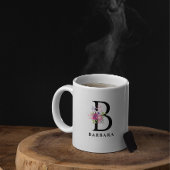 Bloemenroze Waterverven Boeket Custom Monogram Koffiemok