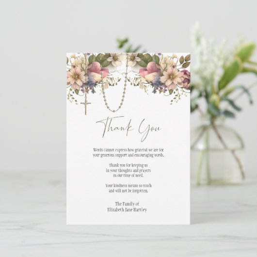 Bloemenrozenkrans foto begrafenis condoleance symp bedankkaart (Staand voorkant)