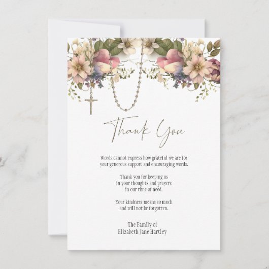 Bloemenrozenkrans foto begrafenis condoleance symp bedankkaart (Voorkant)