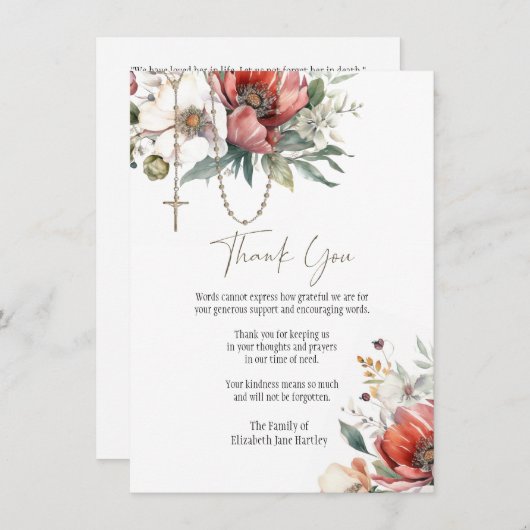 Bloemenrozenkrans foto begrafenis condoleance symp bedankkaart (Voorkant / Achterkant)