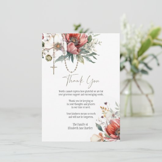 Bloemenrozenkrans foto begrafenis condoleance symp bedankkaart (Staand voorkant)