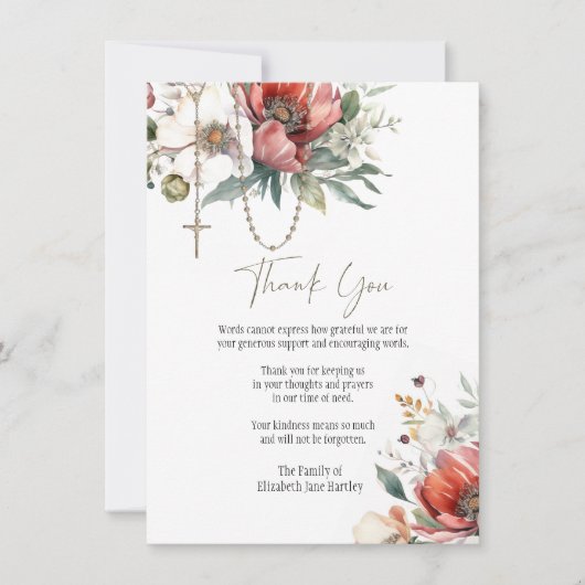 Bloemenrozenkrans foto begrafenis condoleance symp bedankkaart (Voorkant)