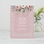 Bloemenrozenkrans religieuze begrafenis condoleanc bedankkaart (Staand voorkant)