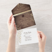  bloemenrustiek houten bruiloft alles in één all in one uitnodiging (Afscheurbaar)