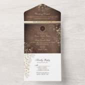  bloemenrustiek houten bruiloft alles in één all in one uitnodiging (Binnen)