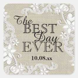  bloemenrustieke boerlap vierkante sticker