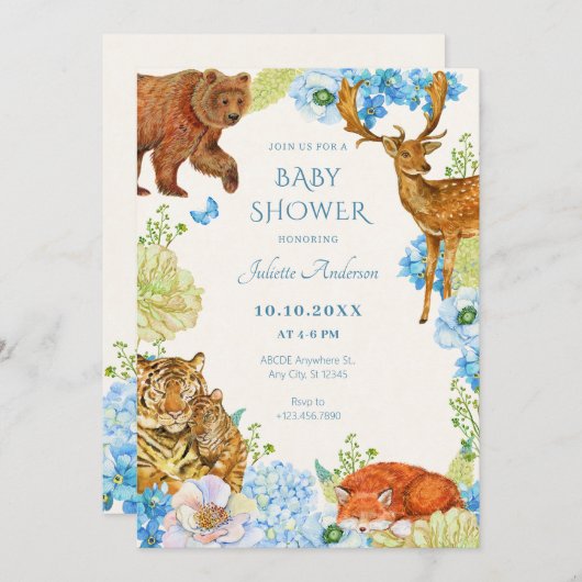 Bloemensafari bos moeder natuur baby shower kaart (Voorkant / Achterkant)