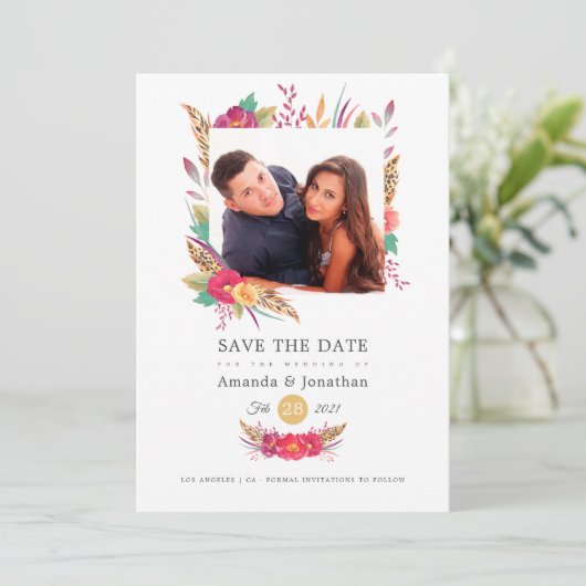 Bloemensafari Fotobruiloft Save The Date (Staand voorkant)