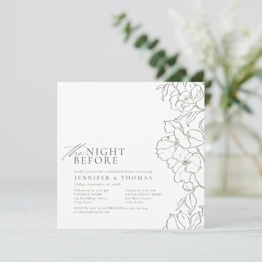 Bloemensalie groen de avond voor de repetitie kaart (Staand voorkant)