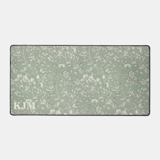  Bloemensalie Groen Monogram Bureaumat (Voorkant)