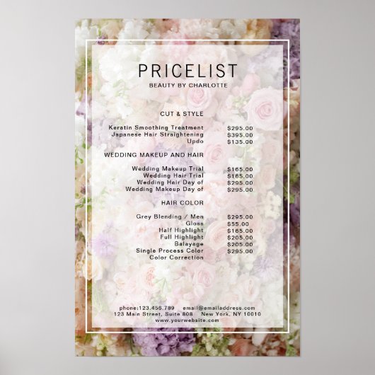 Bloemensalon prijslijst, Salon, Prijslijst Poster (Voorkant)