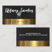 Bloemenschaar Logo | Leer | Goud Metaalglans Visitekaartje (Voorkant / Achterkant)