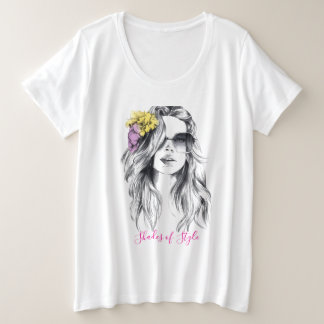 Bloemenschaduwen Grote Maat T-shirt