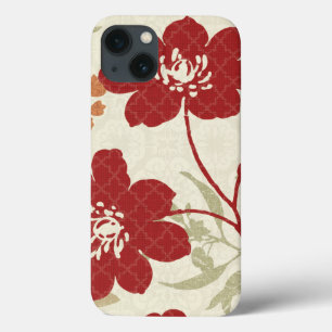 Bloemenschaduwen in rood en oranje iPhone 13 hoesje