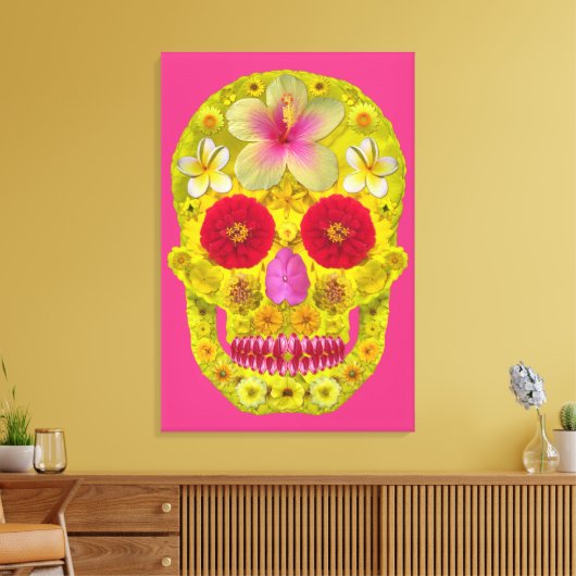 Bloemenschedel 8 canvas afdruk (Insitu (Woonkamer))