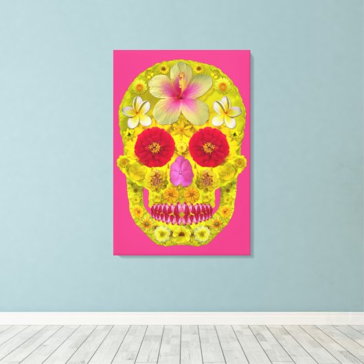 Bloemenschedel 8 canvas afdruk (Insitu (Houten vloer))