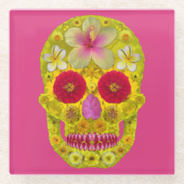 Bloemenschedel 8 glazen onderzetter