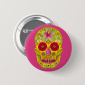 Bloemenschedel 8 ronde button 5,7 cm (Voorkant /achterkant)