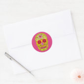 Bloemenschedel 8 ronde sticker (Envelop)