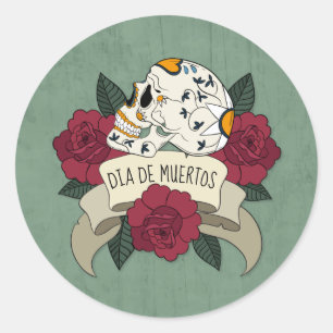 Bloemenschedel Dia de los Muertos   STICKER
