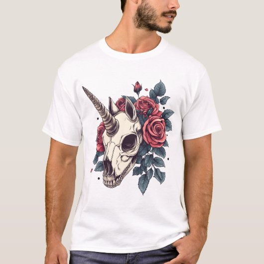 Bloemenschedel Eenhoorn (1) T-shirt (Voorkant)