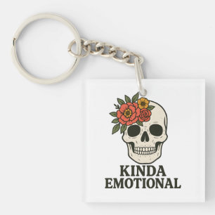 Bloemenschedel Esthetiek met Zachte Emotionele Tou Sleutelhanger