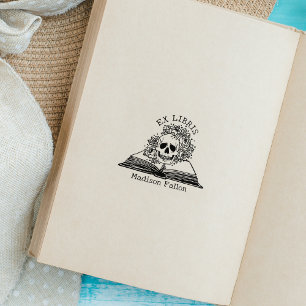 Bloemenschedel Ex Libris bibliotheekboek Rubberstempel