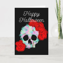 Bloemenschedel Gelukkig Halloween Groet Kaart