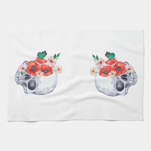 Bloemenschedel Gothic Theedoek (Horizontaal)