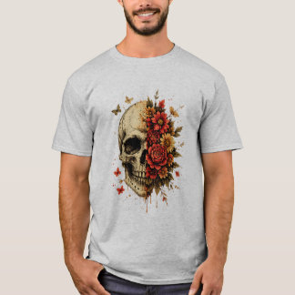 Bloemenschedel Gotische Kunst | Antieke Schedel me T-shirt
