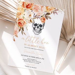 Bloemenschedel Halloween Baby Shower Kaart