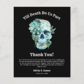 Bloemenschedel Halloween bruiloft bedankkaart (Voorkant)