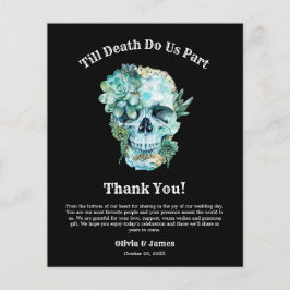 Bloemenschedel Halloween bruiloft bedankkaart