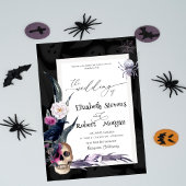 Bloemenschedel Halloween bruiloft Kaart