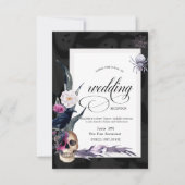 Bloemenschedel Halloween bruiloft repetitie diner Kaart (Voorkant)