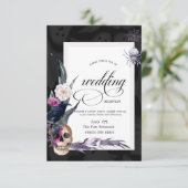 Bloemenschedel Halloween bruiloft repetitie diner Kaart (Staand voorkant)